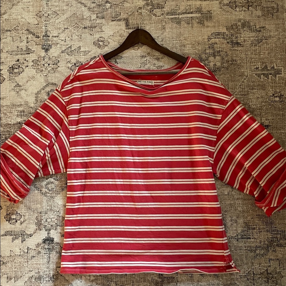 We The Free Red and White Striped Hoodie